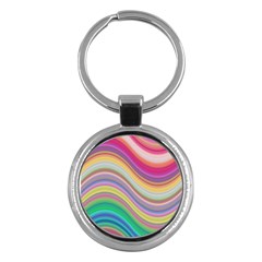 Wave Background Happy Design Key Chains (round)  by BangZart