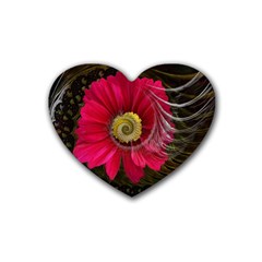 Fantasy Flower Fractal Blossom Rubber Coaster (heart)  by BangZart