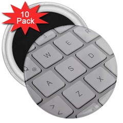 Keyboard Letters Key Print White 3  Magnets (10 Pack)  by BangZart