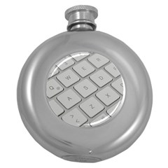 Keyboard Letters Key Print White Round Hip Flask (5 Oz) by BangZart