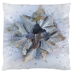 Winter Frost Ice Sheet Leaves Large Cushion Case (two Sides) by BangZart