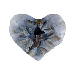 Winter Frost Ice Sheet Leaves Standard 16  Premium Heart Shape Cushions by BangZart