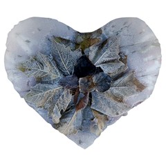 Winter Frost Ice Sheet Leaves Large 19  Premium Flano Heart Shape Cushions