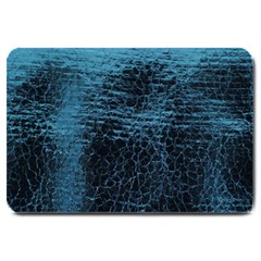 Blue Black Shiny Fabric Pattern Large Doormat  by BangZart