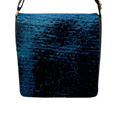 Blue Black Shiny Fabric Pattern Flap Messenger Bag (l) 