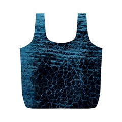 Blue Black Shiny Fabric Pattern Full Print Recycle Bags (m) 