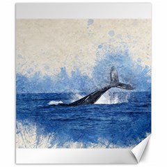 Whale Watercolor Sea Canvas 8  X 10  by BangZart