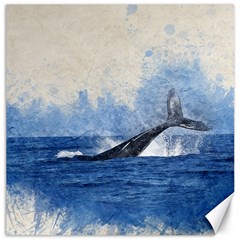 Whale Watercolor Sea Canvas 20  X 20   by BangZart