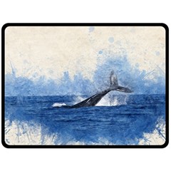 Whale Watercolor Sea Double Sided Fleece Blanket (large) 