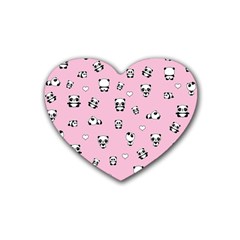 Panda Pattern Heart Coaster (4 Pack)  by Valentinaart