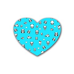 Panda Pattern Rubber Coaster (heart)  by Valentinaart