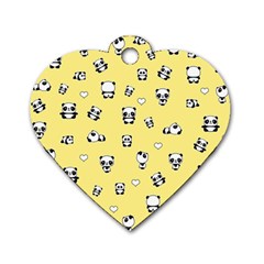 Panda Pattern Dog Tag Heart (one Side) by Valentinaart