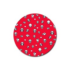 Panda Pattern Rubber Round Coaster (4 Pack)  by Valentinaart