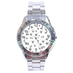 Panda Pattern Stainless Steel Analogue Watch by Valentinaart