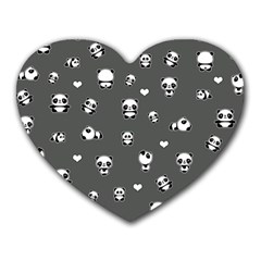 Panda Pattern Heart Mousepads by Valentinaart