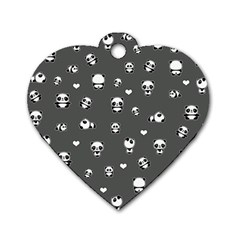 Panda Pattern Dog Tag Heart (two Sides) by Valentinaart