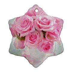 Pink Roses Snowflake Ornament (two Sides) by NouveauDesign