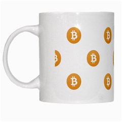 Bitcoin Logo Pattern White Mugs by dflcprints