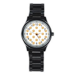 Bitcoin Logo Pattern Stainless Steel Round Watch by dflcprints