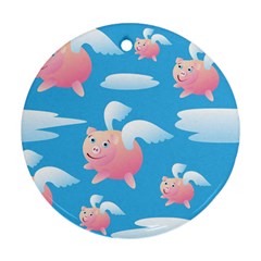 Flying Piggys Pattern Ornament (round) by Bigfootshirtshop