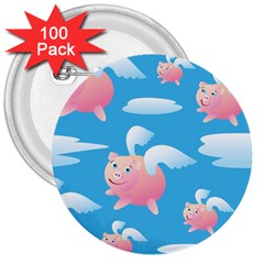 Flying Piggys Pattern 3  Buttons (100 Pack)  by Bigfootshirtshop