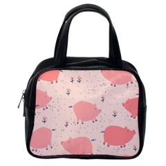 Pigs And Flowers Classic Handbags (one Side)