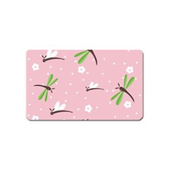 Dragonfly And White Flowers Pattern Magnet (name Card) by Bigfootshirtshop