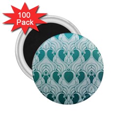 Teal Art Nouvea 2 25  Magnets (100 Pack)  by NouveauDesign