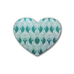 Teal Art Nouvea Rubber Coaster (heart)  by NouveauDesign