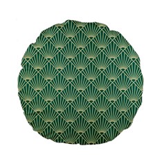Green Fan  Standard 15  Premium Flano Round Cushions by NouveauDesign