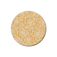 Yellow Peonines Rubber Round Coaster (4 Pack)  by NouveauDesign