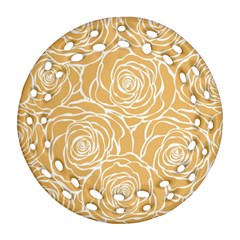 Yellow Peonines Ornament (round Filigree) by NouveauDesign