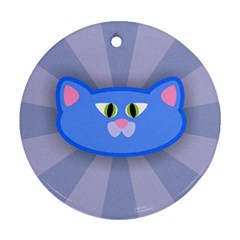 Advertise Animal Boarding Cat Round Ornament (two Sides) by Celenk