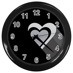 Heart Love Black And White Symbol Wall Clocks (black) by Celenk