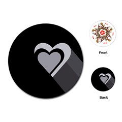 Heart Love Black And White Symbol Playing Cards (round) 