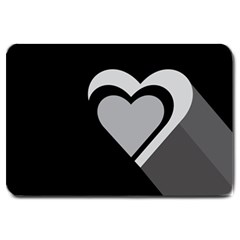 Heart Love Black And White Symbol Large Doormat  by Celenk