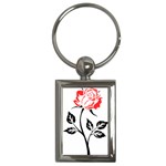 Flower Rose Contour Outlines Black Key Chains (Rectangle)  Front