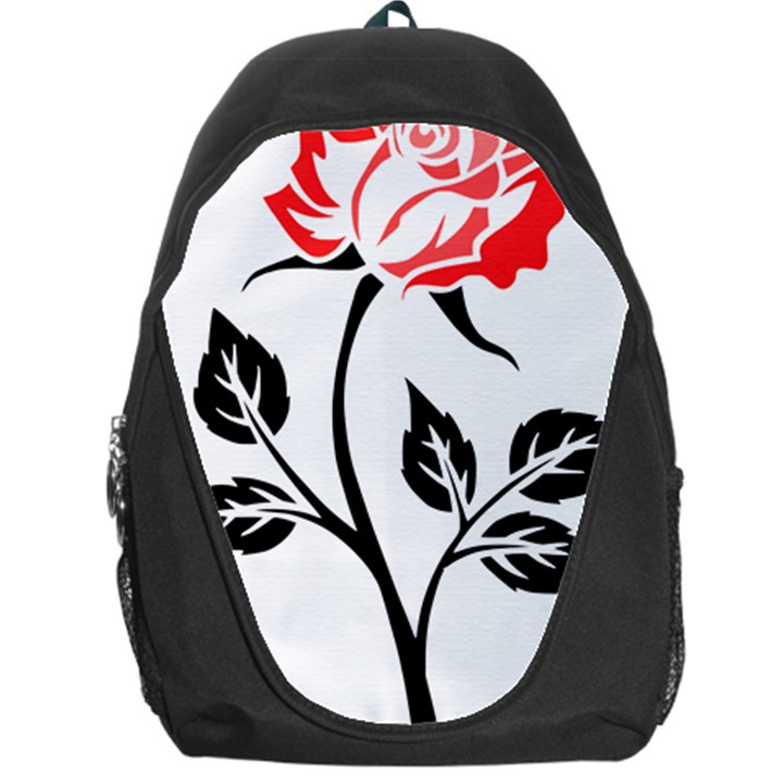 Flower Rose Contour Outlines Black Backpack Bag
