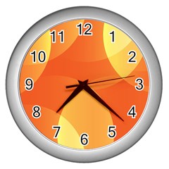 Abstract Orange Yellow Red Color Wall Clocks (silver)  by Celenk