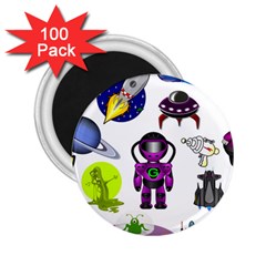 Space Clip Art Aliens Space Craft 2 25  Magnets (100 Pack)  by Celenk