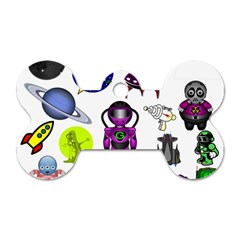 Space Clip Art Aliens Space Craft Dog Tag Bone (one Side) by Celenk