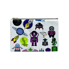 Space Clip Art Aliens Space Craft Cosmetic Bag (medium)  by Celenk