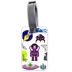 Space Clip Art Aliens Space Craft Luggage Tags (two Sides) by Celenk