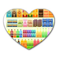 Supermarket Shelf Products Snacks Heart Mousepads by Celenk