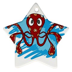 Octopus Sea Ocean Cartoon Animal Star Ornament (two Sides) by Celenk