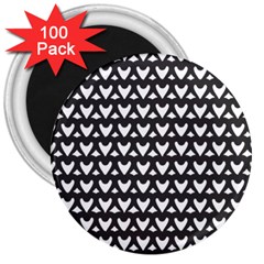 Heart Black Chain White 3  Magnets (100 Pack) by Celenk