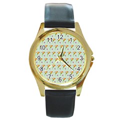 Birds Hummingbirds Wings Round Gold Metal Watch by Celenk