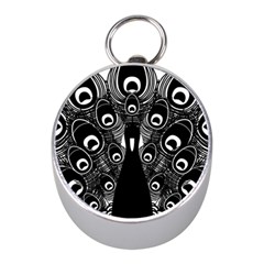 Peacock Bird Animal Feather Mini Silver Compasses by Celenk