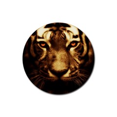 Cat Tiger Animal Wildlife Wild Rubber Coaster (round)  by Celenk