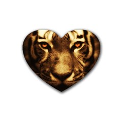 Cat Tiger Animal Wildlife Wild Rubber Coaster (heart)  by Celenk